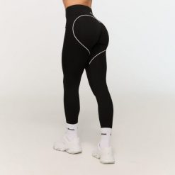 Legginsy damskie fitness z wysokim stanem czarne Varsity. Czarne legginsy GYMBEAM, bez wzorów, z materiału, długie. Za 113.90 zł.