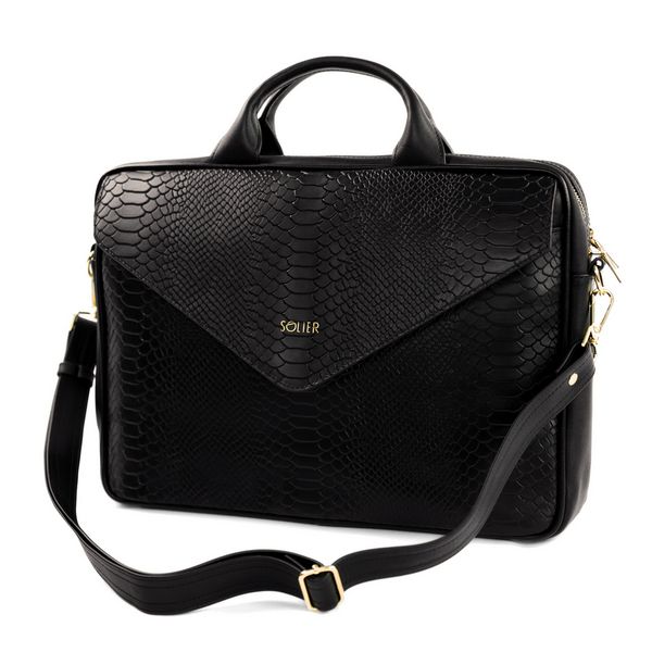 Skórzana torba na laptopa FL15 Positano czarny z motywem zwierzęcym. Czarne torby na laptopa bez wzorów, do ręki. Za 534.00 zł.