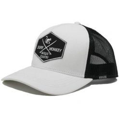 Czapka Trucker - 5 Paneli / Z recyklingu / Jeden rozmiar (Biały/Czarny). Białe czapki z daszkiem SURF MONKEY, z aplikacjami, z bawełny. Za 159.95 zł.