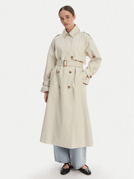 Tommy Hilfiger Trencz WW0WW50627 Écru Oversize. Białe płaszcze Tommy Hilfiger, s, bez wzorów, z bawełny, bez kaptura. Za 1,160.99 zł.