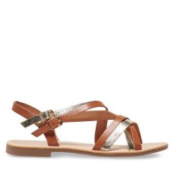 Sandały ONLY Shoes. Brązowe sandały ONLY SHOES, bez wzorów, bez obcasa, na płaskiej podeszwie, bez zapięcia. Za 79.99 zł.