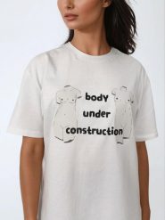 Biały T-shirt Damski - Body Under Construction BeShaped. Białe t-shirty sportowe BESHAPED, uniwersalny, bez wzorów, z bawełny, bez ramiączek, na fitness i siłownię. Za 159.20 zł.