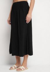 Czarne Szerokie Spodnie Kuloty z Wysokim Stanem Ozdobione Marszczeniem Aranaia. Czarne jeansy Born2be, l, bez wzorów, z jeansu, eleganckie, z podwyższonym stanem. Za 69.99 zł.