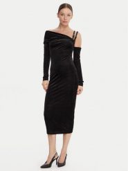 Versace Jeans Couture Sukienka koktajlowa 79HAO974 J0237 Czarny Slim Fit. Czarne sukienki Versace Jeans Couture, na co dzień, bez wzorów, z jeansu, bez kołnierzyka, bez ramiączek, proste. Za 1,289.00 zł.