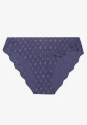 Niebieskie Majtki Figi z Bezszwowym Wykończeniem Zdobione Geometrycznym Printem Viviore. Niebieskie figi Renee, z aplikacjami, z jeansu. W wyprzedaży za 5.99 zł.
