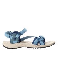 Jack Wolfskin Sandały trekkingowe "Lakewood" w kolorze niebieskim rozmiar: 35,5. Niebieskie sandały Jack Wolfskin, bez wzorów, z otwartym noskiem, bez obcasa, na płaskiej podeszwie, bez zapięcia. Za 138.87 zł.