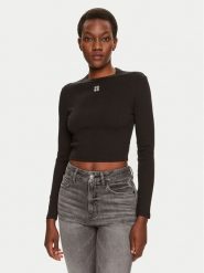 Hugo Bluzka Dafilomena_3 50518378 Czarny Slim Fit. Czarne bluzki Hugo, xxl, bez wzorów, z bawełny, bez kołnierzyka, bez ramiączek. Za 299.99 zł.