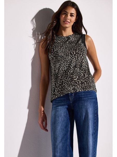 Street One Top w kolorze czarno-szarym rozmiar: 42. Czarne topy Street One, bez wzorów, street, bez kołnierzyka, bez ramiączek. Za 79.21 zł.