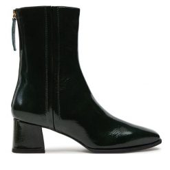 Botki Unisa. Zielone botki Unisa, bez wzorów, bez obcasa, na słupku, bez zapięcia. Za 399.99 zł.
