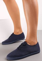 Granatowe Sznurowane Tenisówki Przed Kostkę Calapse. Niebieskie trampki Renee, bez wzorów, casualowe, przed kostkę, bez zapięcia. W wyprzedaży za 23.99 zł.