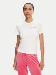 Juicy Couture T-Shirt La Beach JCWCT125319 Biały Regular Fit. Białe t-shirty Juicy Couture, xxs, bez wzorów, z bawełny, bez kołnierzyka, bez ramiączek. Za 139.99 zł.