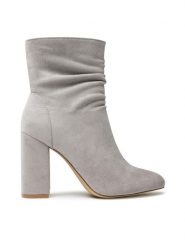 DeeZee Botki WYL3236-1 Szary. Szare botki DeeZee, bez wzorów, z materiału, bez obcasa, na słupku, bez zapięcia. Za 159.99 zł.