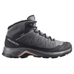 Buty trekkingowe damskie Salomon X-Adventure Coldrush. Szare buty trekkingowe Salomon, bez wzorów, z materiału, za kostkę, bez zapięcia, trekkingowe. Za 602.00 zł.