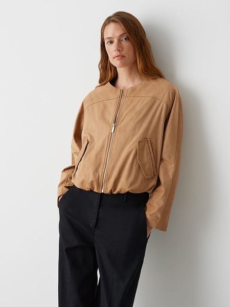 OPUS Kurtka przejściowa w kolorze jasnobrązowym rozmiar: 42. Brązowe kurtki Opus, bez wzorów, prążkowane, bez kaptura. Za 262.91 zł.