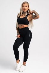 Legginsy fitness damskie Gym Glamour compress. Czarne legginsy GYM GLAMOUR, bez wzorów, z materiału, glamour. Za 199.99 zł.