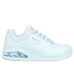 Buty do chodzenia damskie Skechers Uno 2 Pastel Players. Niebieskie buty treningowe Skechers, na lato, bez wzorów, z gumy, bez zapięcia, trekkingowe. Za 289.00 zł.