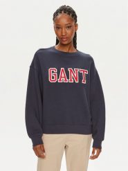 Gant Bluza Logo 4200840 Granatowy Relaxed Fit. Niebieskie bluzy Gant, xl, bez wzorów, z bawełny, bez kaptura. Za 379.99 zł.