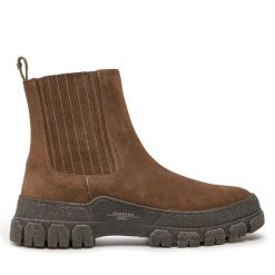 Sztyblety Weekend Max Mara. Brązowe botki Weekend Max Mara, bez wzorów, bez obcasa, na płaskiej podeszwie, bez zapięcia. Za 1,269.00 zł.