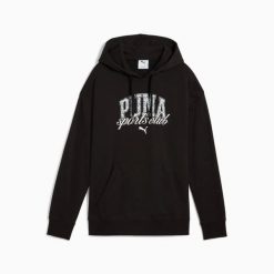 Bluza sportowa damska z kapturem Puma. Czarne bluzy z kapturem Puma, m, z aplikacjami, z bawełny, z kapturem, do biegania. Za 206.50 zł.