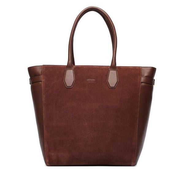 Torebka Guess. Brązowe shopper bag Guess, z aplikacjami, bez dodatków. Za 1,134.00 zł.