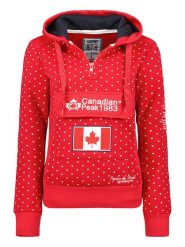 Canadian Peak Bluza "Gyrelle" w kolorze czerwonym rozmiar: M. Czerwone bluzy Canadian Peak, m, z aplikacjami, z bawełny, bez ramiączek, z kapturem. Za 96.83 zł.