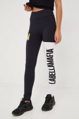 LaBellaMafia legginsy Fan damskie kolor czarny wzorzyste. Czarne legginsy LABELLAMAFIA, bez wzorów, z materiału. Za 259.99 zł.