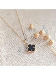 Atelier MIU Pozłacany naszyjnik z zawieszką - dł. 42 cm rozmiar: onesize. Czarne naszyjniki atelier MIU, z materiału, z perłą, pozłacane. Za 45.95 zł.