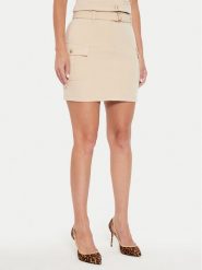Guess Spódnica mini Fiona W4YD72 WFWX2 Beżowy Regular Fit. Brązowe spódnice Guess, xl, z aplikacjami, z syntetyku, mini. Za 199.99 zł.