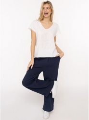 Zwillingsherz Muślinowe spodnie w kolorze granatowym rozmiar: onesize. Niebieskie spodnie materiałowe Zwillingsherz, bez wzorów, z bawełny. Za 97.28 zł.