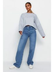 Trendyol Dżinsy - Comfort fit - w kolorze niebieskim rozmiar: 36. Niebieskie jeansy Trendyol, bez wzorów, z bawełny, klasyczne, z podwyższonym stanem. Za 79.40 zł.