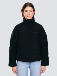 Kurtka damska oversize puchowa z naturalnym wypełnieniem czarna Dalia 906. Czarne kurtki BIG STAR, l, bez wzorów, z dzianiny, eleganckie, bez kaptura. Za 499.99 zł.