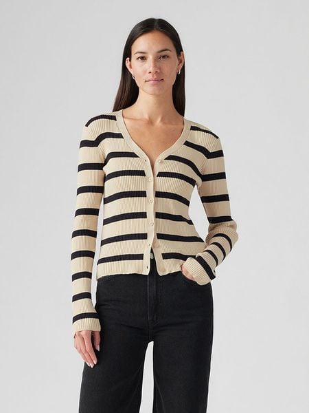 Levi's Kardigan w kolorze kremowo-czarnym rozmiar: L. Brązowe swetry Levi's, l, bez wzorów, ze splotem, bez ramiączek. Za 132.05 zł.