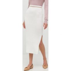 Armani Exchange spódnica wełniana kolor beżowy maxi ołówkowa. Brązowe spódnice Armani Exchange, l, bez wzorów, z dzianiny, maxi, dopasowane. Za 509.99 zł.