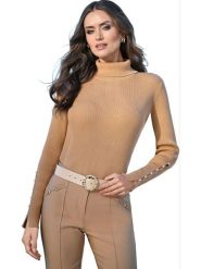 Heine Sweter w kolorze beżowym rozmiar: 46. Brązowe swetry Heine, bez wzorów, bez ramiączek. Za 56.99 zł.