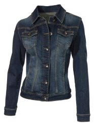 Heine Kurtka dżinsowa w kolorze granatowym rozmiar: 40. Niebieskie kurtki Heine, bez wzorów, bez kaptura. Za 170.45 zł.