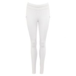 Damskie silikonowe legginsy jeździeckie z pełną przyczepnością ANKY Tournament. Białe legginsy ANKY, bez wzorów, z elastanu, eleganckie. Za 553.50 zł.