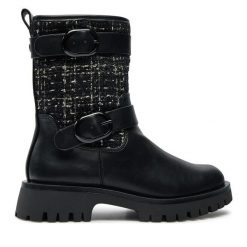 Botki Tamaris. Czarne botki Tamaris, bez wzorów, bez obcasa, na płaskiej podeszwie, bez zapięcia. Za 219.99 zł.