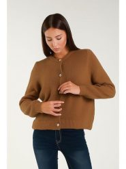 Tamba Kardigan w kolorze jasnobrązowym rozmiar: 36/38. Brązowe swetry Tamba, bez wzorów, z wełny, bez ramiączek. Za 149.66 zł.