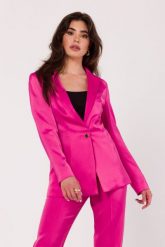 Taliowany Żakiet z Satyny - Różowy. Czerwone marynarki i żakiety MOE, l, bez wzorów, z elastanu, bez ramiączek. Za 364.90 zł.