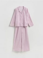 Dwuczęściowa piżama z bawełny - fioletowy. Fioletowe piżamy Reserved, l, bez wzorów, z bawełny, bez kołnierzyka, bez ramiączek. Za 149.99 zł.