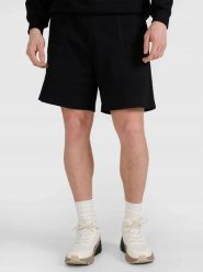 SPODENKI UNISEX 4F DRESOWE BAWEŁNIANE SPORTSTYLE TSHOU544 KRÓTKIE KOLOR CZARNY. Czarne szorty sportowe 4f, bez wzorów, z bawełny, do biegania. Za 99.99 zł.