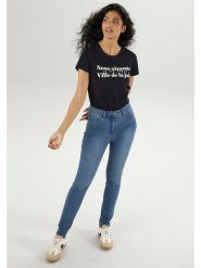 Aniston Dżinsy - Skinny fit - w kolorze niebieskim rozmiar: 40. Niebieskie jeansy Aniston, z aplikacjami, ze skóry, klasyczne, z podwyższonym stanem. Za 92.64 zł.
