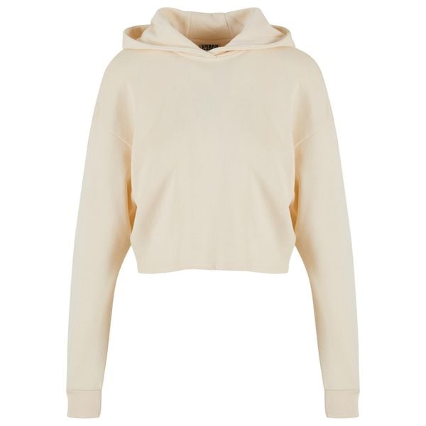Krótkia damska bluza z kapturem w oversize'owym fasonie Urban Classics. Białe bluzy Urban Classics, bez wzorów, z bawełny, bez ramiączek, z kapturem. Za 129.00 zł.