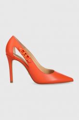 Guess szpilki skórzane Gabbi kolor pomarańczowy FL5GBB LEA08 ORANG. Brązowe szpilki Guess, z aplikacjami, bez obcasa, na obcasie, bez zapięcia. Za 739.99 zł.