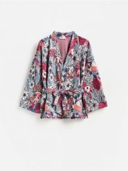 Wzorzysta marynarka - wielobarwny. Marynarki i żakiety Reserved, l, bez wzorów, z tkaniny, bez ramiączek. Za 139.99 zł.
