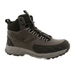 Trekkingi sportowe Szaro-czarne Big Star szare. Szare buty trekkingowe z gumy, bez zapięcia. Za 95.47 zł.