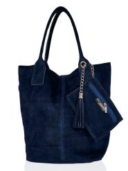 Florence Bags Skórzany shopper bag "Croas" w kolorze granatowym - 33 x 40 x 15 cm rozmiar: onesize. Niebieskie shopper bag Florence Bags, bez wzorów, z materiału, na ramię, bez dodatków. Za 188.85 zł.