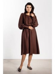 Awama Sukienka w kolorze brązowym rozmiar: S. Brązowe sukienki Awama, s, bez wzorów, bez kołnierzyka, bez ramiączek, midi. Za 159.99 zł.