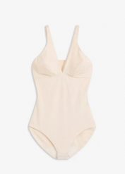 Body lekko modelujące. Brązowe bielizna modelująca bonprix, bez wzorów, bez ramiączek. Za 59.99 zł.