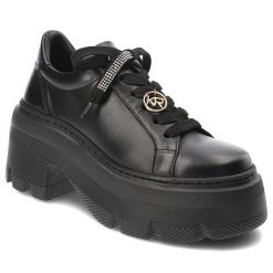 Czarne Półbuty Karino Obuwie Damskie Na Solidnej Platformie. Czarne półbuty wsuwane Karino, bez wzorów, z jeansu, eleganckie, bez obcasa, na obcasie. Za 549.00 zł.